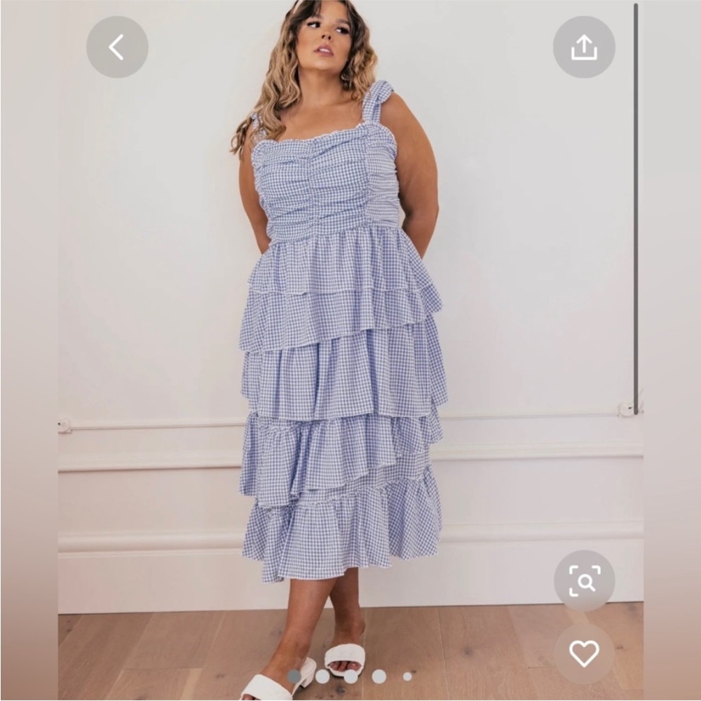 NWOT jessakae Blue Gingham Tiered Dress